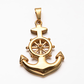 304 Stainless Steel Anchor Pendants, 47x32x4mm, Hole: 5x10mm