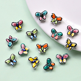 Handmade Porcelain Beads, Famille Rose Porcelain, Butterfly