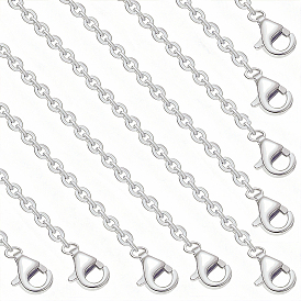 10 Stück 1.4 mm Messingkreuz-/Roloketten-Halsketten, mit Karabiner verschlüsse