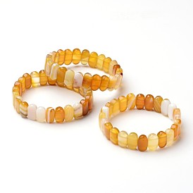Agate naturelle bracelets perles extensibles, ovale