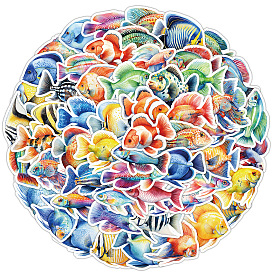 50Pcs Cartoon Fish Waterproof PVC Picture Stickers, for Water Bottles, Laptop, Luggage, Cup, Computer, Mobile Phone, Skateboard, Guitar Stickers Decor