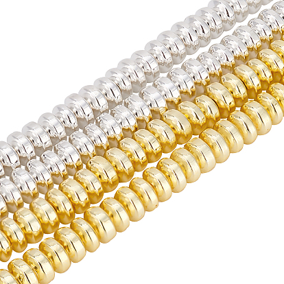 4 Strands 2 Colors Electroplate Non-magnetic Synthetic Hematite Beads Strands, Beads Strands, Rondelle