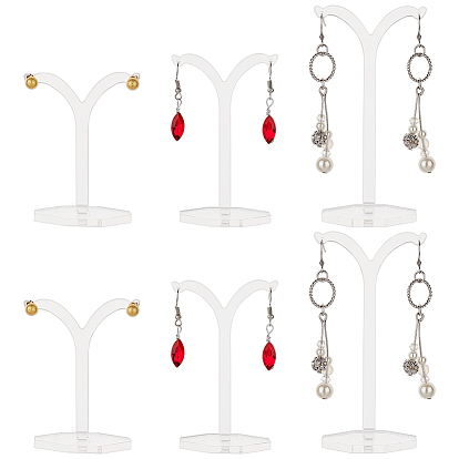 6шт 3 стили y-образные акриловые подставки для сережек, дисплей ювелирных изделий стойки, ювелирные изделия стенд дерево
