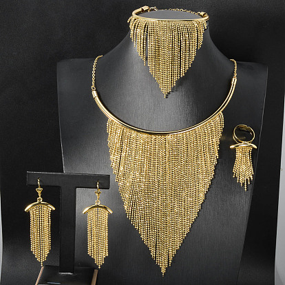 Комплекты из латунных подвесок-кисточек, серег, колец и браслетов для женщин