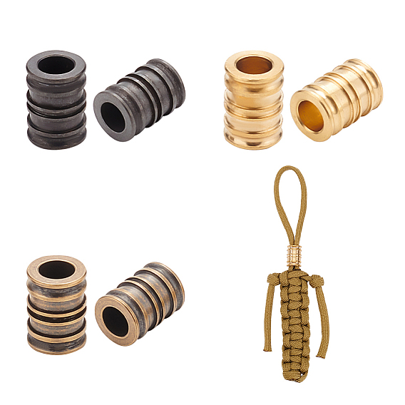 6шт. 3 цвета паз колоннообразные латунные бусины, для edc нож струнный кулон парашют струнный инструмент