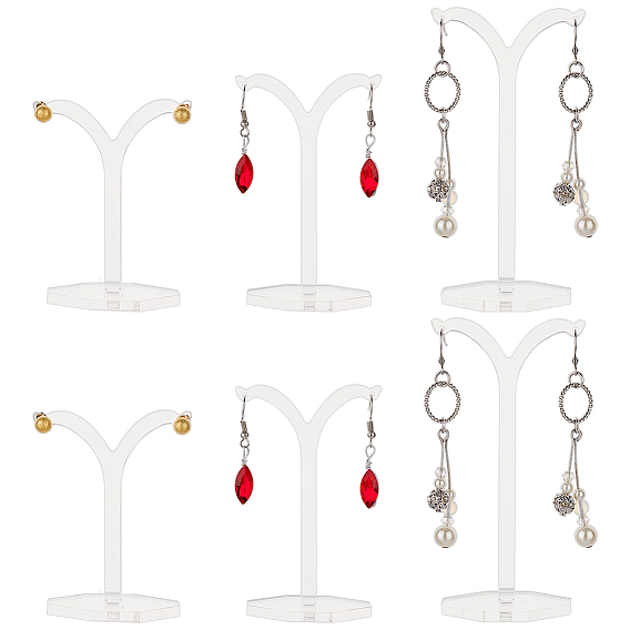 6шт 3 стили y-образные акриловые подставки для сережек, дисплей ювелирных изделий стойки, ювелирные изделия стенд дерево