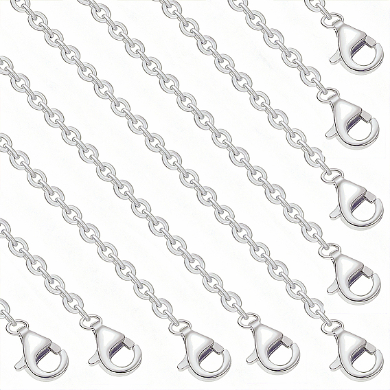 10Pcs 1.4MM Brass Cross/Rolo Chain Necklaces, with Lobster Claw Clasps