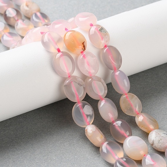 Натуральные вишневые агатовые бусины, Плоско-овальные