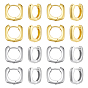 8 pièces 2 couleurs boucles d'oreilles créoles carrées en alliage