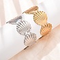 Ocean 304 Stainless Steel Shell Shape Open Cuff Bangles for Women, Ion Plating(IP), Long-Lasting Plated
