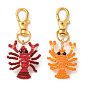 2Pcs Crayfish Glass Seed Beads Pendant Decorations, with Alloy Swivel Lobster Claw Clasps