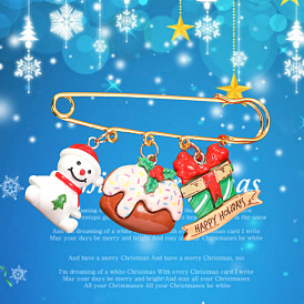 Christmas series cute cartoon Santa Claus elk bell acrylic brooch pin accessories