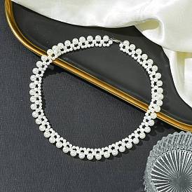 Ожерелья из бисера и жемчуга из АБС-пластика, с 304 из нержавеющей стали Lobster Claw застежками