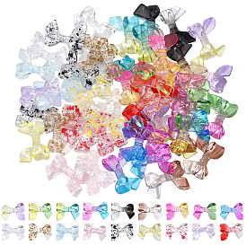 54 шт 18 цвета прозрачные акриловые бусины, бантом, два тона