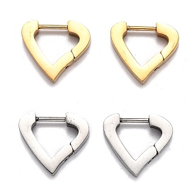 304 Stainless Steel Huggie Hoop Earrings, Heart