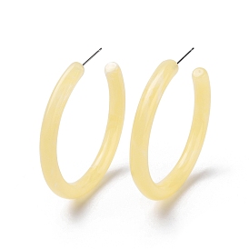 Acrylic Ring Stud Earrings, 304 Stainless Steel Half Hoop Earrings for Girl Women