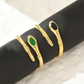 Змея 304 эмалированные манжеты из нержавеющей стали для женщин, золотые