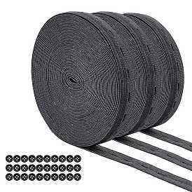 Flat Elastic Cord/Bands with Buttonhole, Webbing Garment Sewing Accessories, with Resin Buttons