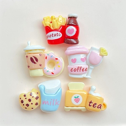 Непрозрачные кабошоны из смолы, имитация еды, разнообразные