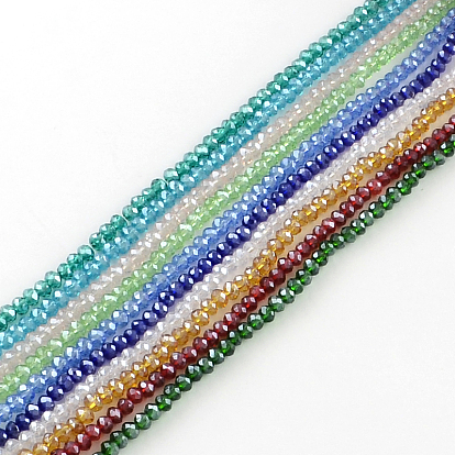 Perles de verre rondelle à facettes, perle plaquée lustre, cristal suncatcher, pour bricolage
