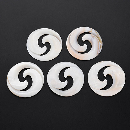 Coquille eau douce naturelle cabochons, non teint, plat rond