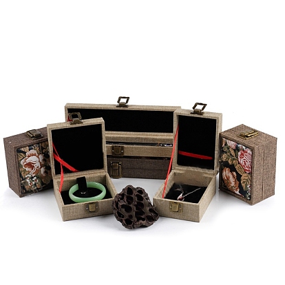 Linen Jewelry Storage Box, Jewelry Display Case, for Pendants/Necklaces/Bracelets Storage