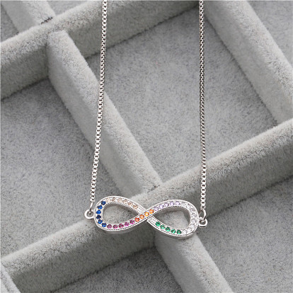 Infinite Love Heart Pendant Necklace with Micro Pave Cubic Zirconia