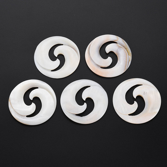 Coquille eau douce naturelle cabochons, non teint, plat rond