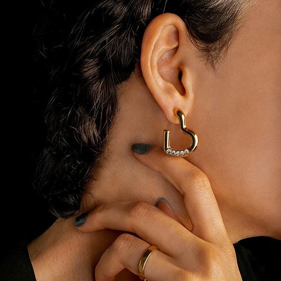 День святого Валентина 304 Серьги-гвоздики из нержавеющей стали со стразами для женщин, сердце