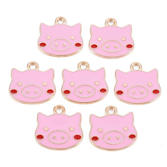 Подвески из сплава , с эмалью, мультфильм поросенок, без кадмия и без свинца, золотой свет