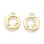 Латунные микропаве прозрачные подвески с фианитом, плоский круглый с подвесками в виде девочки/мальчика, без никеля 