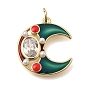 Латунные микро проложить кубического циркония подвески, с эмалью и абс пластиком жемчугом, Луна прелести, без кадмия и без свинца, стойки покрытие, долговечный