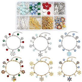 Наборы для изготовления браслетов своими руками, в том числе 304 браслеты из цепей из нержавеющей стали и открытые соединительные кольца, Стеклянные бусины, кулон сплава Rhinestone, латунные булавки с плоской головкой и открытые соединительные кольца