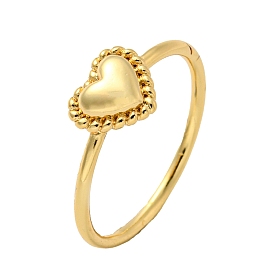 Rack Plating Brass Heart Finger Rings for Women, Long-Lasting Plated, Cadmium Free & Lead Free