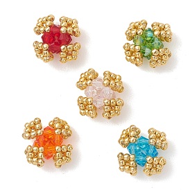 Прозрачные стеклянные бусины, цветок, со стеклом, граненые