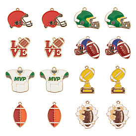 24 шт 8 стили подвески из сплава эмали, золотые, регбийная кепка/регби/регбийная майка с подвеской