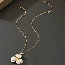 Ожерелья с подвеской из белого цветка из сплава эмали для женщин