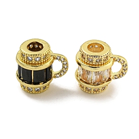 Rack Plating Brass Cubic Zirconia Beads,  Long-Lasting Plated, Lead Free & Cadmium Free, Column, Real 18K Gold Plated