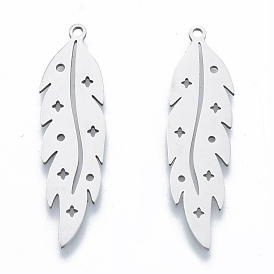 201 Stainless Steel Pendants, Leaf Charm with Star