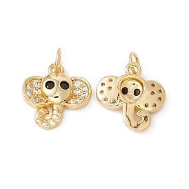 Rack Plating Brass Micro Pave Cubic Zirconia Charms, with Jump Ring, Cadmium Free & Nickel Free & Lead Free, Elephant