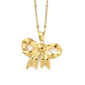 18K Stainless Steel Necklaces, Bowknot Pendant Necklaces