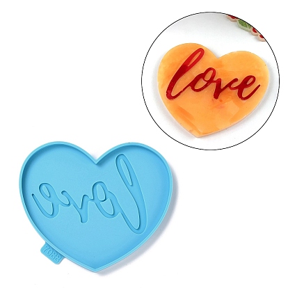 DIY Cup Mat Silicone Molds, Resin Casting Molds, For UV Resin, Epoxy Resin Craft Making, Heart with Love