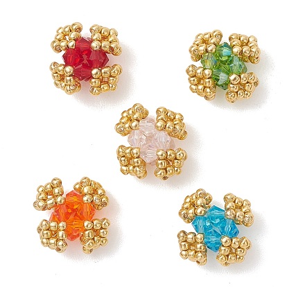 Прозрачные стеклянные бусины, цветок, со стеклом, граненые