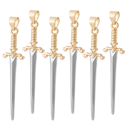 6подвески из латуни с гальваническим покрытием, меч прелести, долговечный, без свинца и без кадмия