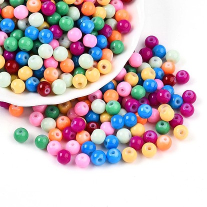 Выпечка окрашенные стеклянные бусины, имитация фарфоровых бусин, круглые