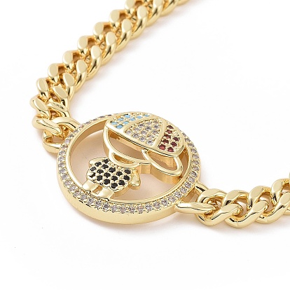 Cubic Zirconia Boy Link Bracelet, Brass Jewelry for Women