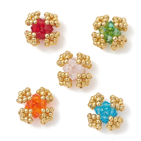 Прозрачные стеклянные бусины, цветок, со стеклом, граненые