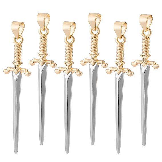 6подвески из латуни с гальваническим покрытием, меч прелести, долговечный, без свинца и без кадмия