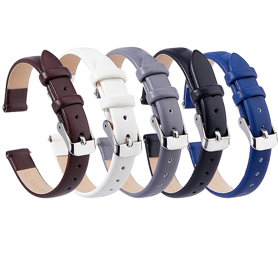 5 сумки 5 цветные ремешки для часов из искусственной кожи, с пряжкой сплава
