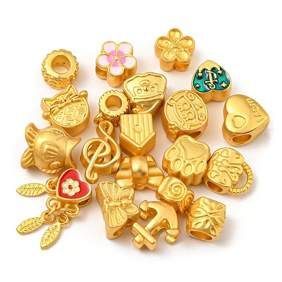 Alloy Beads, with Enamel, Mixed Shapes